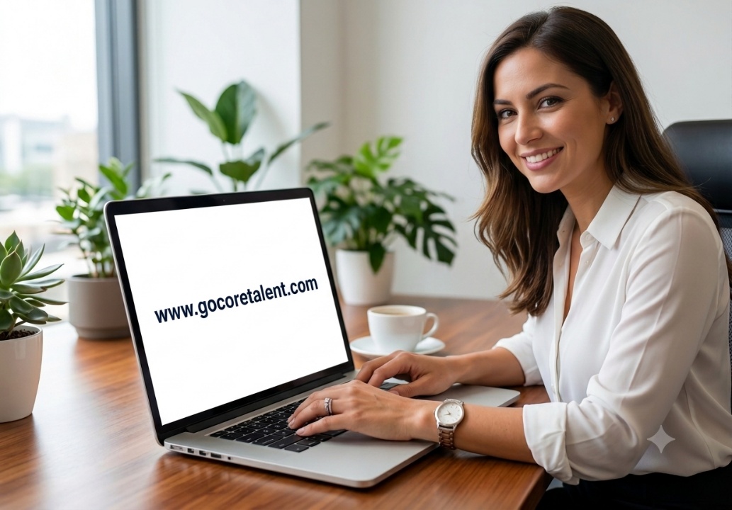 A GoCoreTalent client browsing gocoretalent.com on a laptop
